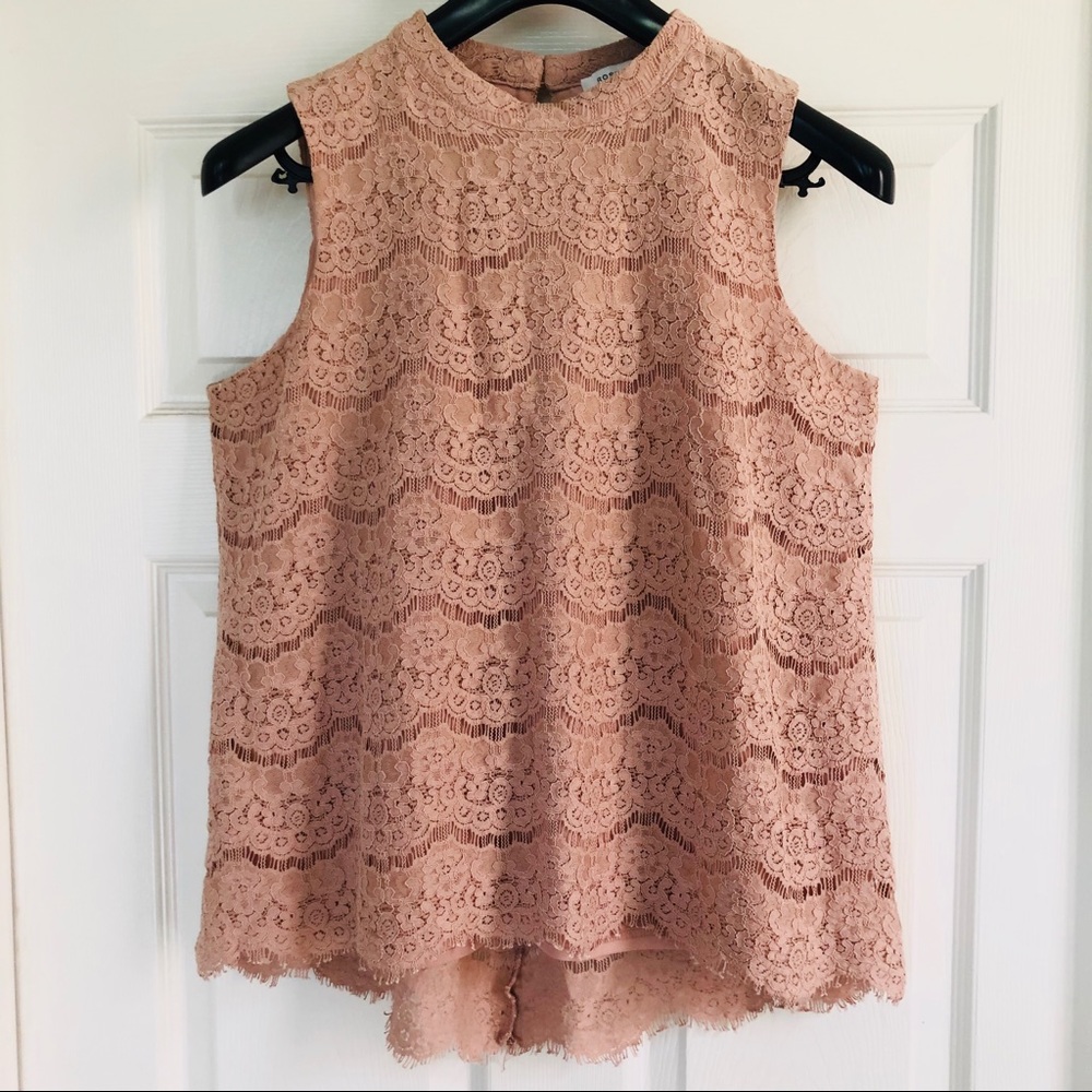 Rose + Olive Lace Overlay Sleeveless Top